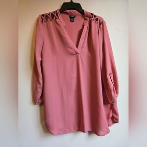 Women's Pink V-Neck Blouse